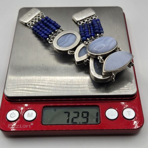 Jay King DTR Mine Finds Bracelet Heart Lapis Lazuli Lace Agate Druzy Sterling - Picture 15 of 15